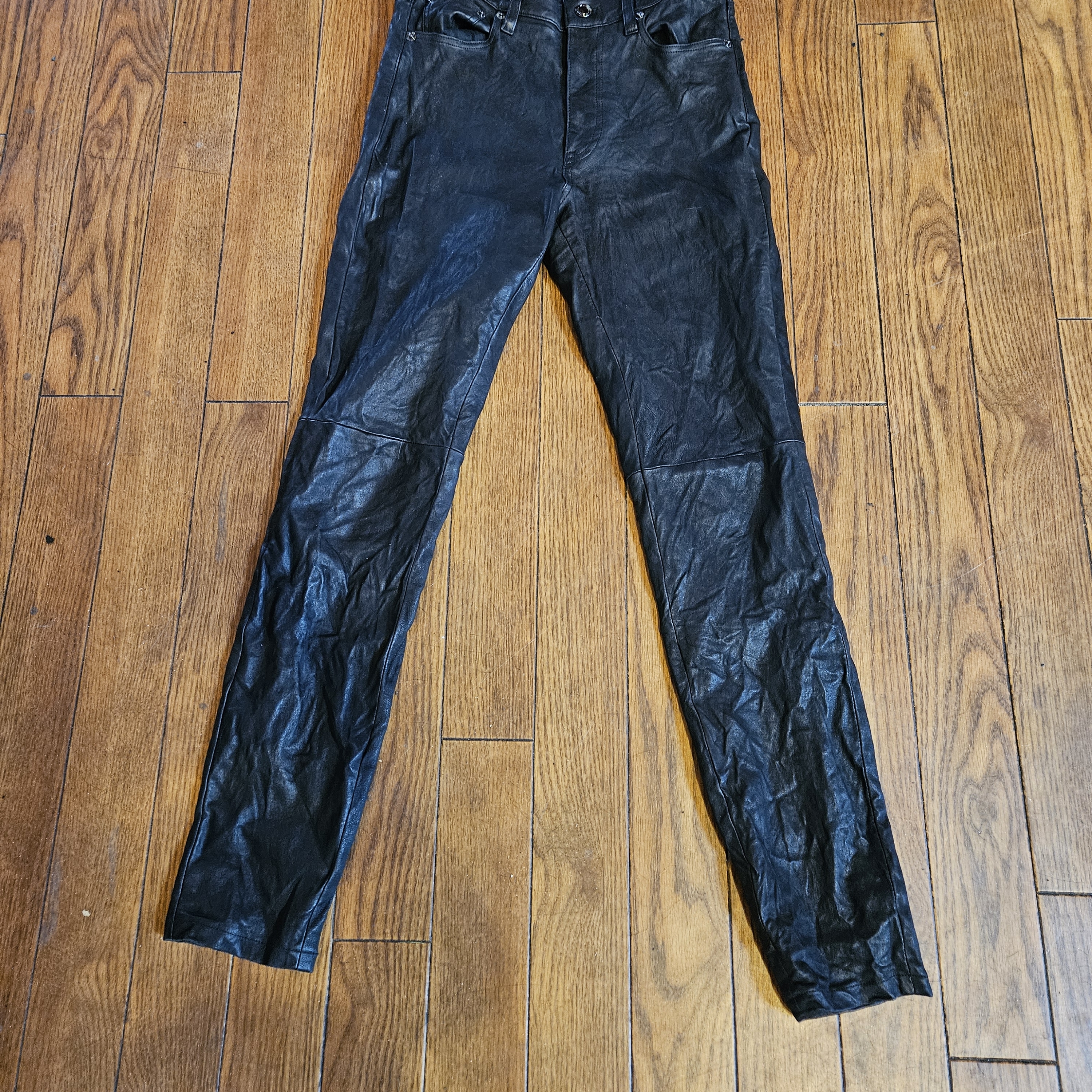 Ralph Lauren Black Skinny Jeans For Women Lamb Leather